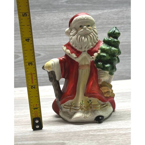Vintage Santa Claus Carrying Christmas Tree Holiday Figurine Hermitage Pottery - Picture 5 of 8